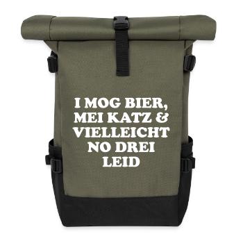 J’aime la bière, mon chat et peut-être pas de trois chagrins - Sac à dos roll top - olive/noir - Devant