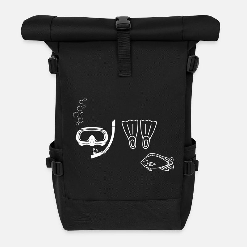 Plongée sous-marine - idée cadeau  - Sac à dos roll top - noir