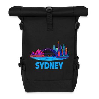 Sydney Skyline - Roll Top Backpack - black - Front