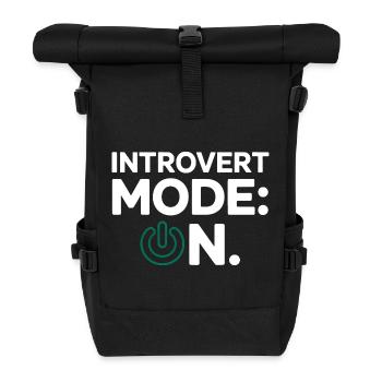 Introvert Mode ON – Lustiger Spruch - Rolltop Rucksack - Schwarz - Vorne