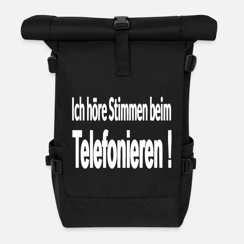 Telefonieren - Rolltop Rucksack - Schwarz