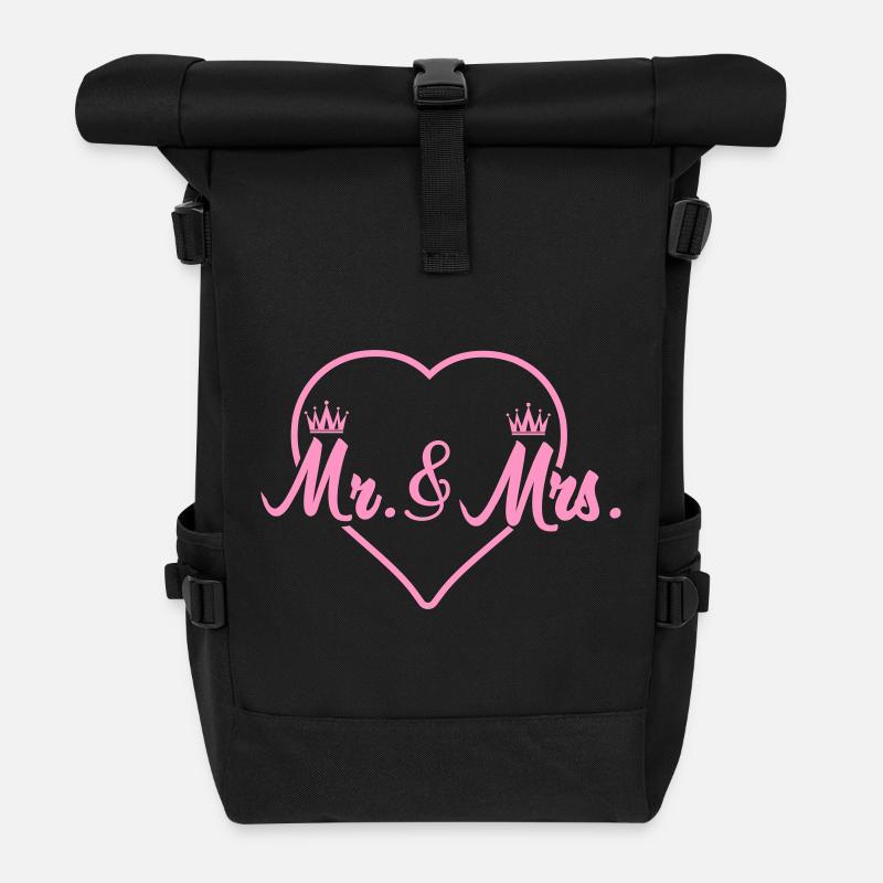 HerzKronen Mr & Mrs Design - Rolltop Rucksack - Schwarz