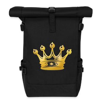 Goldene Krone Silhouette - Rolltop Rucksack - Schwarz - Vorne
