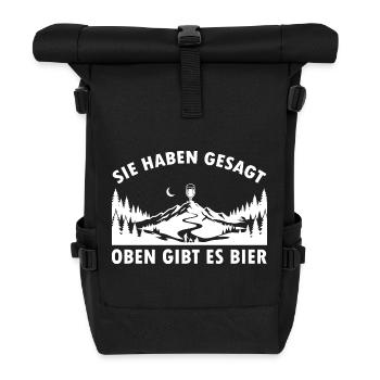 Sie haben gesagt oben gibt es Bier auf dem Berg - Rolltop Rucksack - Schwarz - Vorne