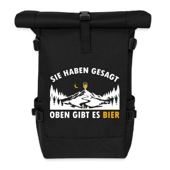 Sie haben gesagt oben gibt es Bier auf dem Berg - Rolltop Rucksack - Schwarz - Vorne