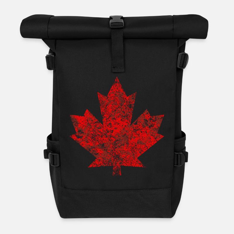 Canada Maple Leaf Maple Leaf Canada America Grunge - Roll Top Backpack - black