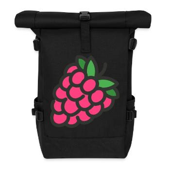 raspberry rasperry fruit veggie vegetables fruits14 - Roll Top Backpack - black - Front