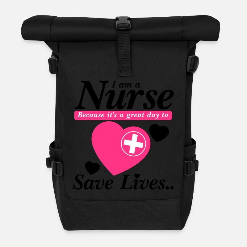 Krankenschwester Save Lives Black Pink - Rolltop Rucksack - Schwarz