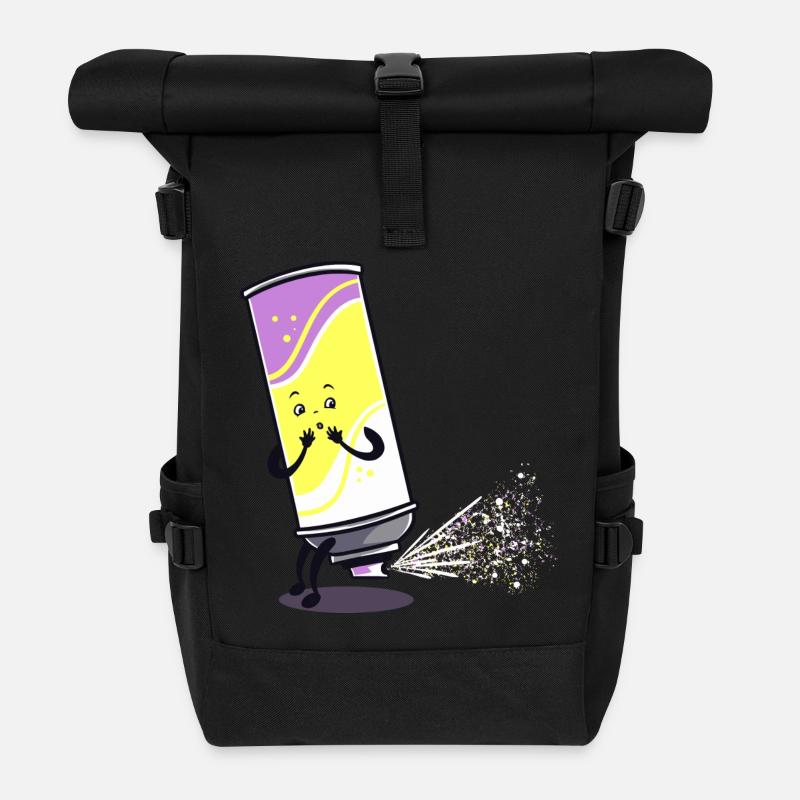 Spraydose Furz Fart peinlich Sprayer Geschenk - Rolltop Rucksack - Schwarz