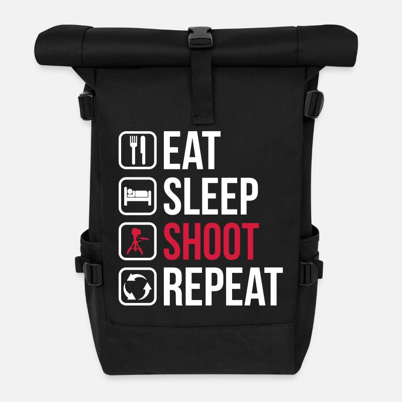 Eat Sleep Shoot Repeat - Rolltop Rucksack - Schwarz