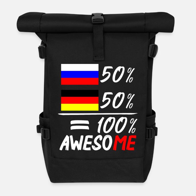 50% Russisch 50% Deutsch - Rolltop Rucksack - Schwarz