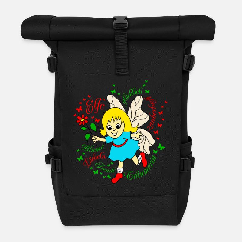 Rêveur elfe en rouge - Sac à dos roll top - noir