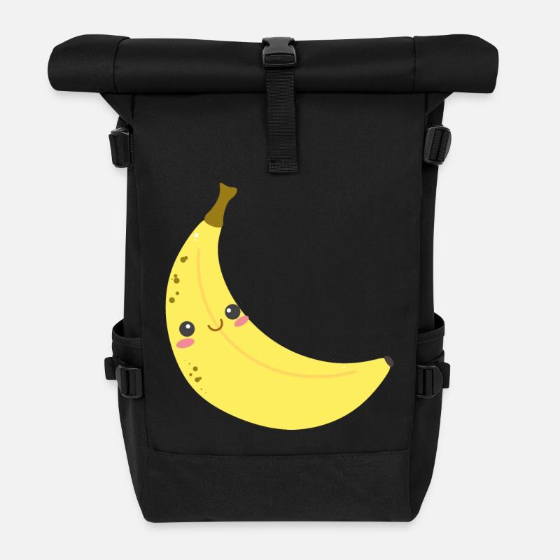 Happy Banane optimal für Kinder - Rolltop Rucksack - Schwarz