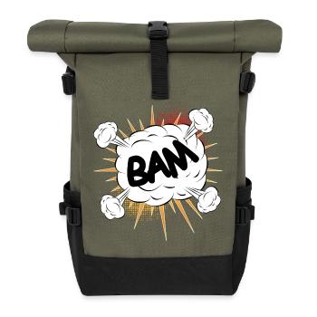 Bam comic fight cloud for your own texts & motifs - Roll Top Backpack - olive/black - Front