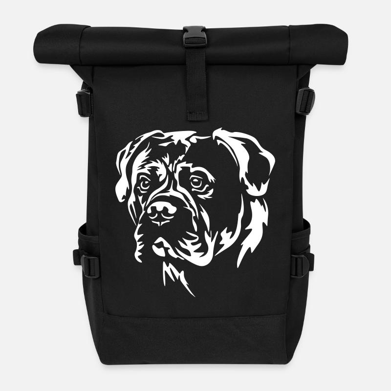 Bullmastiff Kopf "Black Edition" - Rolltop Rucksack - Schwarz