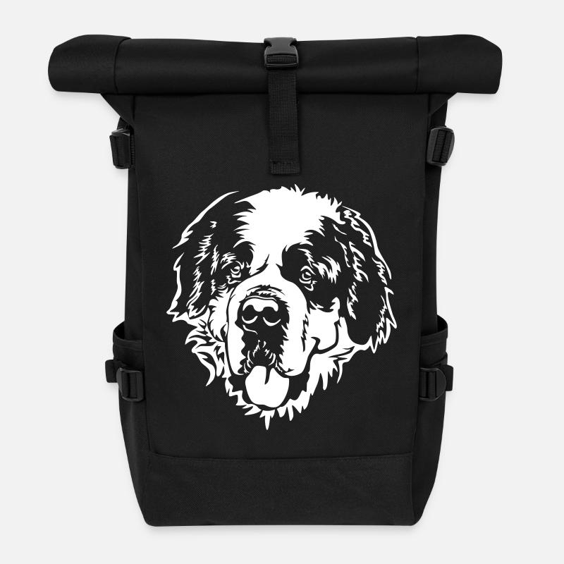 Bernhardiner Kopf "BLack Edition" - Rolltop Rucksack - Schwarz