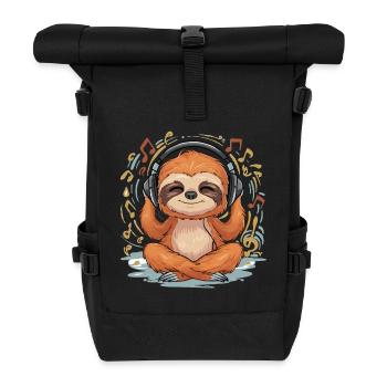 Entspanntes Faultier – Musik und Chill-Design - Rolltop Rucksack - Schwarz - Vorne