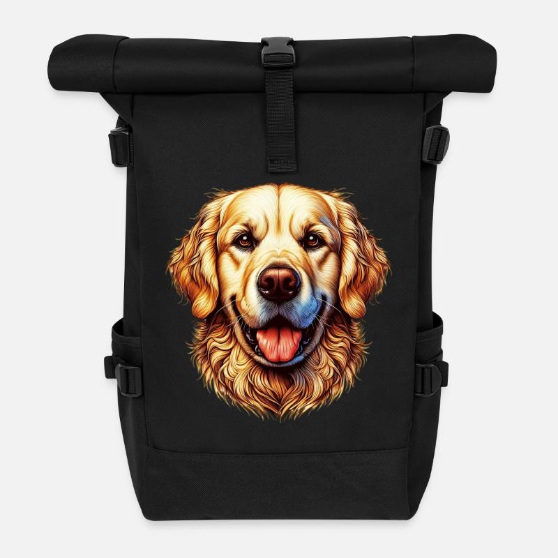 Golden Retriever Labrador Hund - Rolltop Rucksack - Schwarz