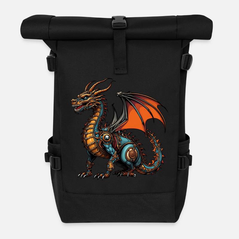 Drache - Rolltop Rucksack - Schwarz