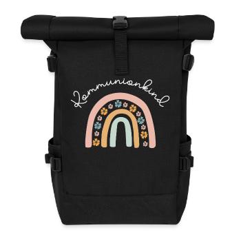 Kommunionkind Regenbogen Kommunion - Rolltop Rucksack - Schwarz - Vorne