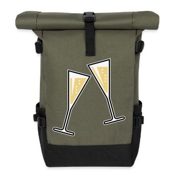 2 Glasses Of Sparkling Wine (Funnel / Closed / 3C) - Roll Top Backpack - olive/black - Front