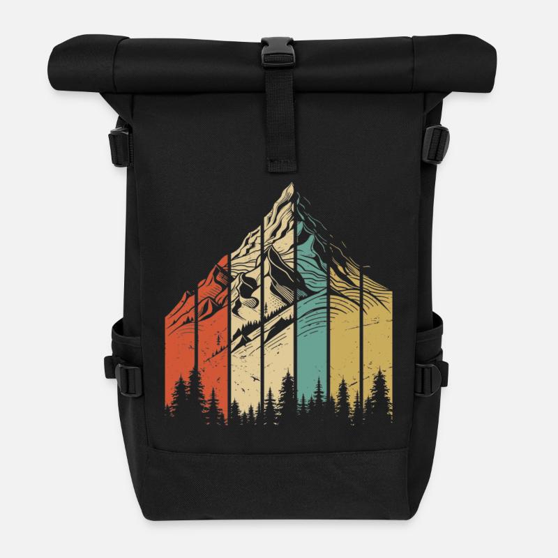 Berglandschaft Abstraktes Design - Rolltop Rucksack - Schwarz