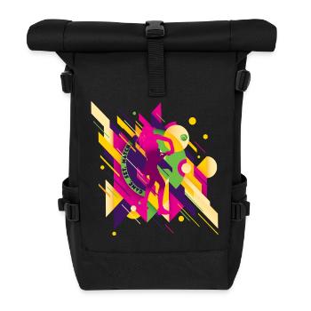 Buntes Tennis trifft Abstrakte Kunst 🎾 Sport - Rolltop Rucksack - Schwarz - Vorne