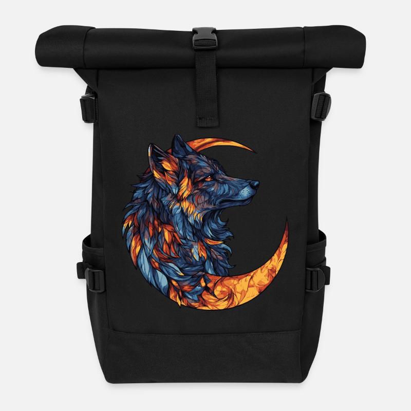 Wolf Mond - Rolltop Rucksack - Schwarz