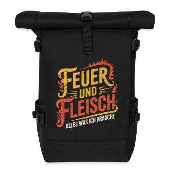 Feuer und Fleisch Grill BBQ - Rolltop Rucksack - Schwarz - Vorne