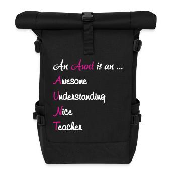 An Aunt Is An Awesome Teach - Roll Top Backpack - black - Front