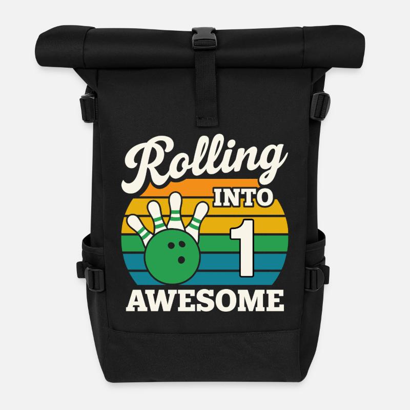 Bowling bis zum 1. Geburtstag - Rolltop Rucksack - Schwarz