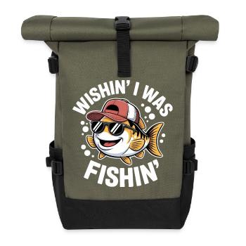 Poisson rieur avec lunettes de soleil et chapeau - Sac à dos roll top - olive/noir - Devant