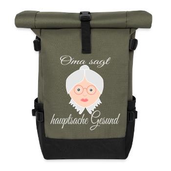 Devise de santé humoristique avec le visage de la grand-mère - Sac à dos roll top - olive/noir - Devant