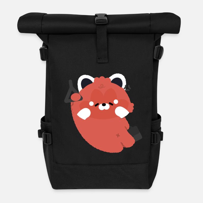 Tirede Roter Panda - Rolltop Rucksack - Schwarz