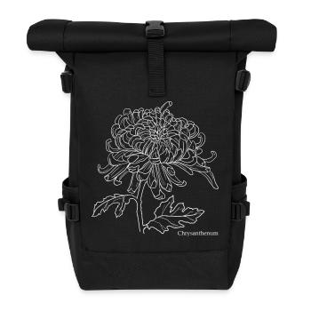 Dessin au trait du chrysanthème - Sac à dos roll top - noir - Devant