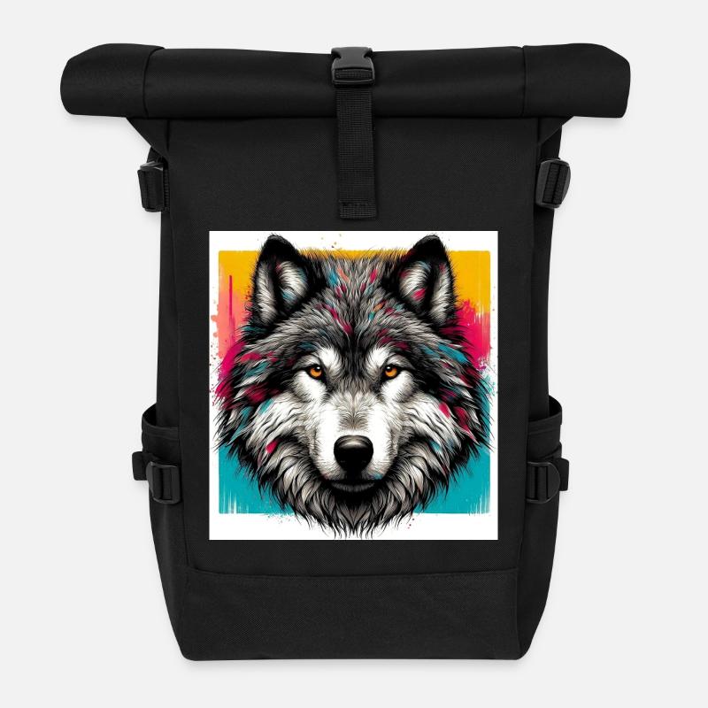 Wolf - Rolltop Rucksack - Schwarz
