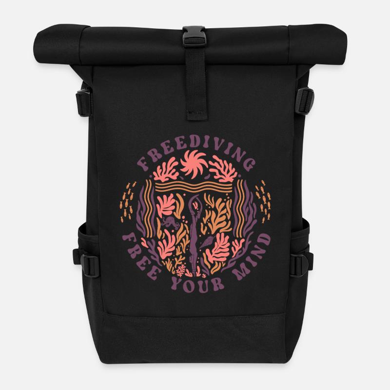 Freediving Free Your Mind Ocean Diver - Sac à dos roll top - noir