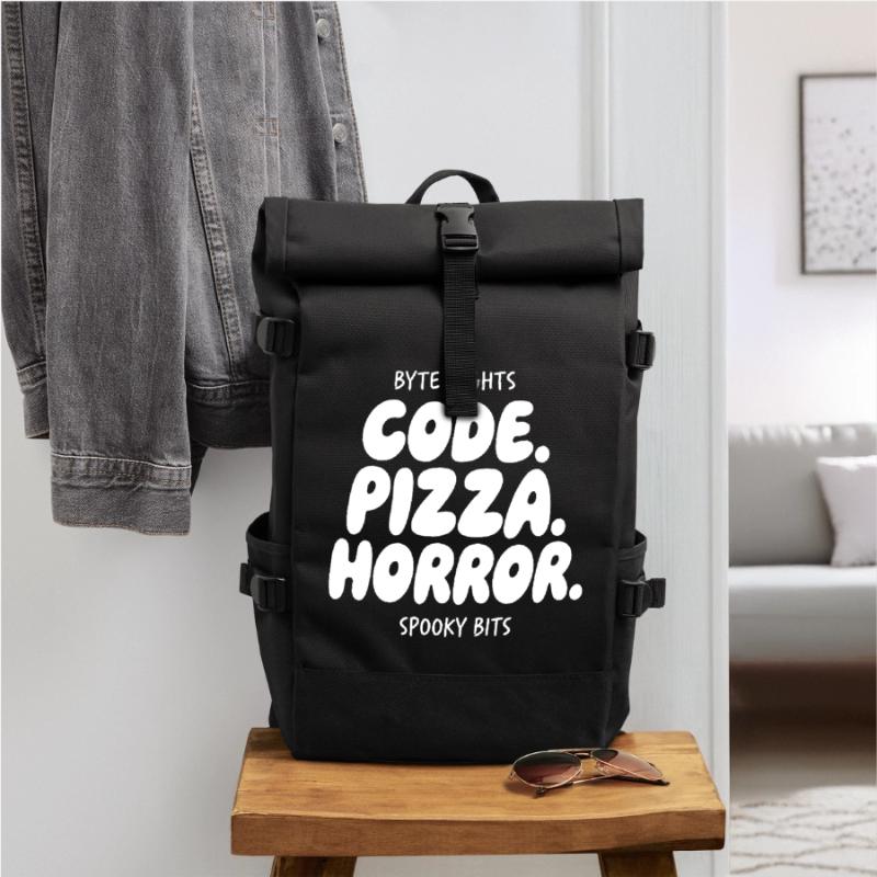 Byte Nächte: Code Pizza Horror Rolltop Rucksack