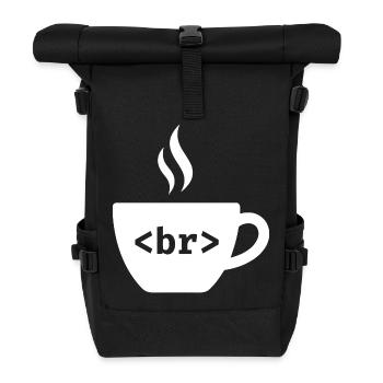 Coffee Break – Witziges HTML Tag Design - Rolltop Rucksack - Schwarz - Vorne