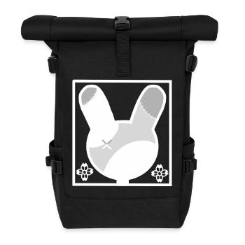 Patchwork Bunny Silhouette - Roll Top Backpack - black - Front