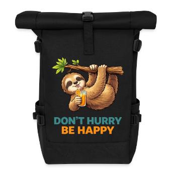 Relaxing Sloth Don’t Hurry - Roll Top Backpack - black - Front