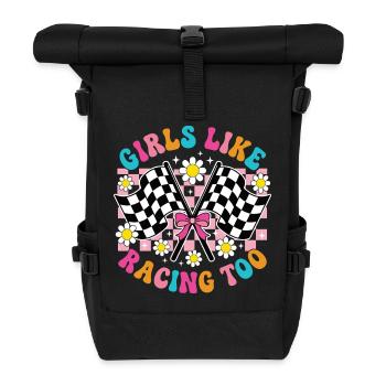 Girls Love Racing Too Women Automotive - Rolltop Rucksack - Schwarz - Vorne
