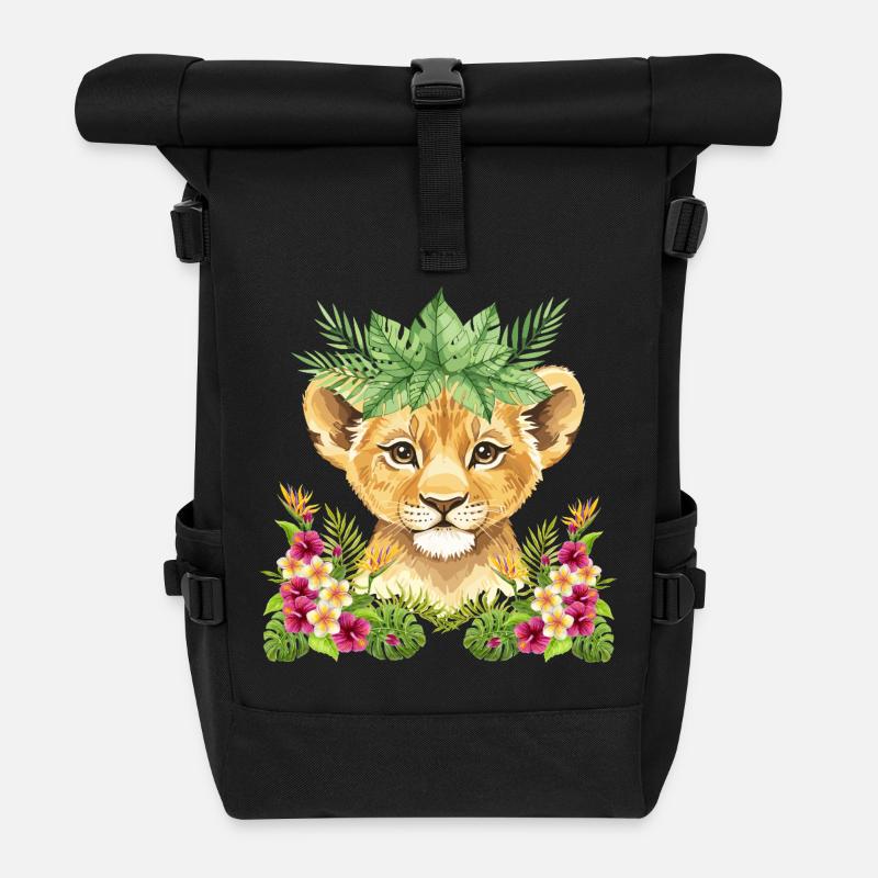 Blütenlöwenjunges - Rolltop Rucksack - Schwarz