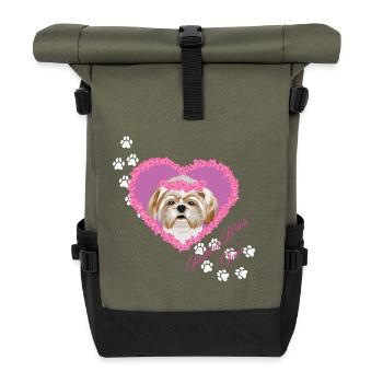 Resting B!tch Face Shih Tzu - Roll Top Backpack - olive/black - Front
