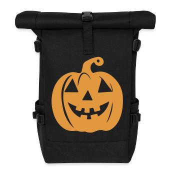 Pumpkin Face Halloween Pattern - Roll Top Backpack - black - Front