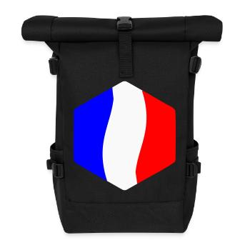 Abstrakt Trikolore Blau, Weiß, Rot, gebogen - Rolltop Rucksack - Schwarz - Vorne