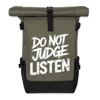 Ne juge pas, écoute - Sac à dos roll top - olive/noir - Devant