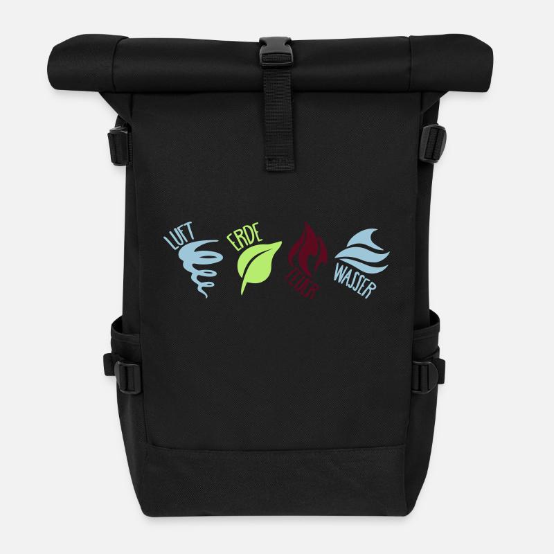Die 4 Elemente (DEUTSCH) - Rolltop Rucksack - Schwarz