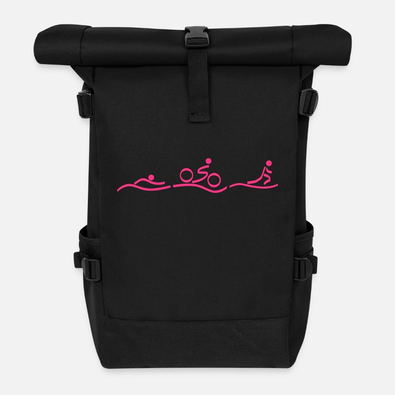 swim_bike_run_plain_2 - Rolltop Rucksack - Schwarz