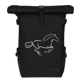 galloping horse Stallion Mare drawing - Roll Top Backpack - black - Front